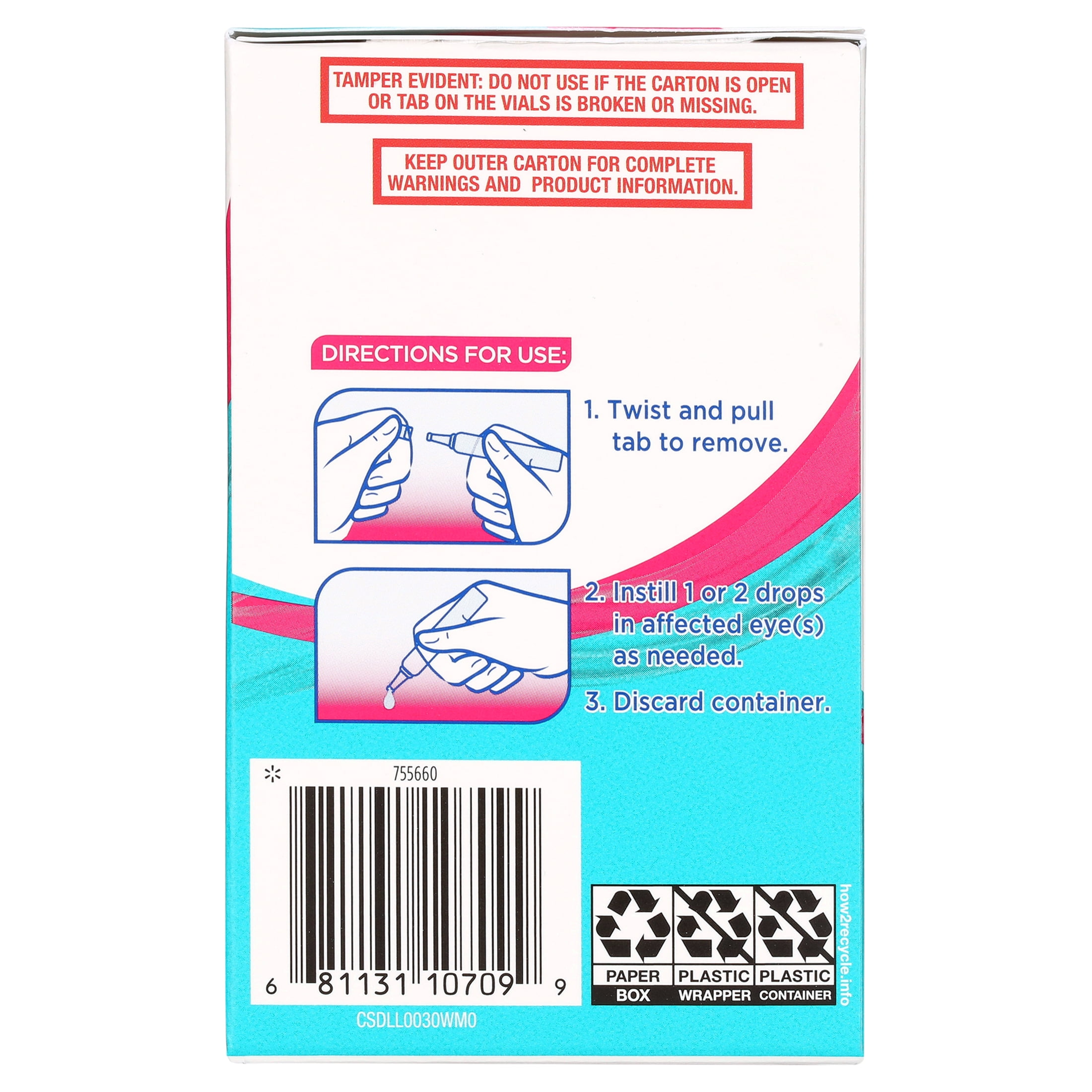 Equate, Lubricant Eye Drops, Preservative-Free, 0.1 oz., 30 Count