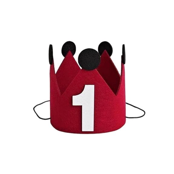 Felt Birthday Hat - Sweet One Decorations - Red Crown Party Hat