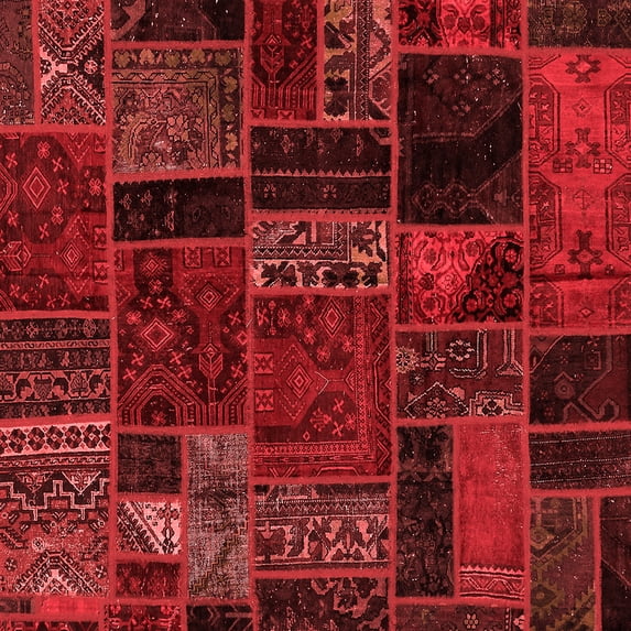 Ahgly Company Indoor Square Oriental Red Modern Area Rugs, 8' Square