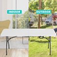 thumbnail image 4 of 6ft Portable Folding Table Light Weight Fold in Half Utility Plastic Kitchen Table with Carrying Handle 500 lbs Capacity Dining Table for Camping, Picnic, Party, Backyard Events, 4 of 7