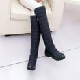 thumbnail image 2 of Women's Knee High Boots Winter Warm Snow Boots Padded Quilted Waterproof Boots Buckle Decor Comfortable Shoes Blue 41, 2 of 7