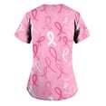 thumbnail image 3 of Luxalzxs Womens Breast Cancer Awareness Nurse Scrubs Tops Pink Ribbon Short Sleeve V Neck Medical Tops Shirts Slim Tunic Blouse Working Uniform with Pockets, 3 of 3
