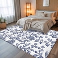 thumbnail image 5 of 8x10 Area Rugs, Blue Flower Non-Skid Rubber Backing Large Rectangle Rugs - Living Room Bedroom Home Office, Spring Leaf Vintage Farmhouse Boho Plant Indoor Floor Mat Carpets Washable Rug, 5 of 9