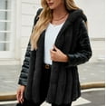 thumbnail image 5 of HTNBO Women's Faux Fur Coats with Hood Thicken Moto Biker Jackets Warm Winter Coats Belted Fleece Fuzzy Sherpa Trench Coats, 5 of 7