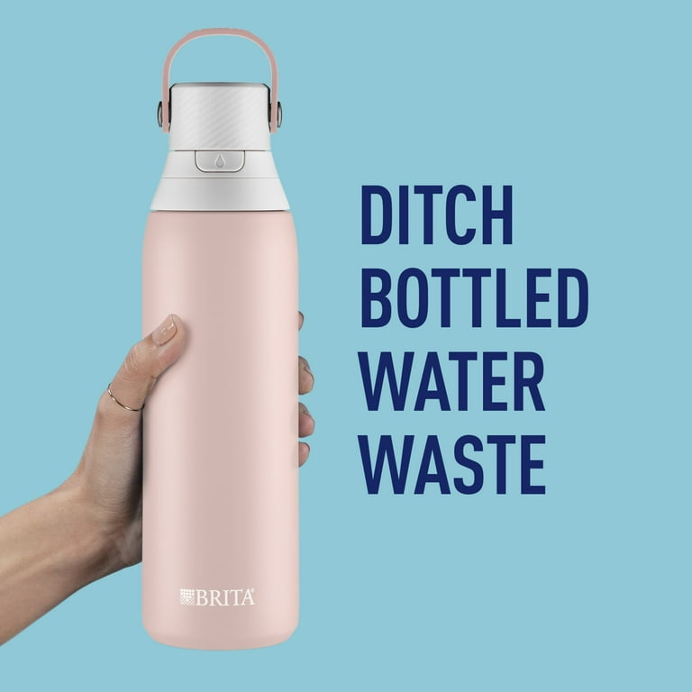 Brita 20 oz Rose Premium Stainless Steel Leak Proof Filtered Insulated  Water Bottle with Straw