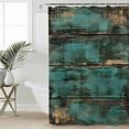 thumbnail image 2 of 72x78 Inch Shower Curtain Teal Brown Wood Print Bathroom Decor Waterproof Fabric Bathtub Bath Curtains Decorative Farmhouse Vintage Plank Extra Long Shower Curtain Set with Hooks, 2 of 6