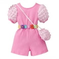 thumbnail image 1 of Girls' Casual 2 Piece Set: Ribbed Rss Back Romper With Buble Sleeves Bag Clothes, 1 of 8