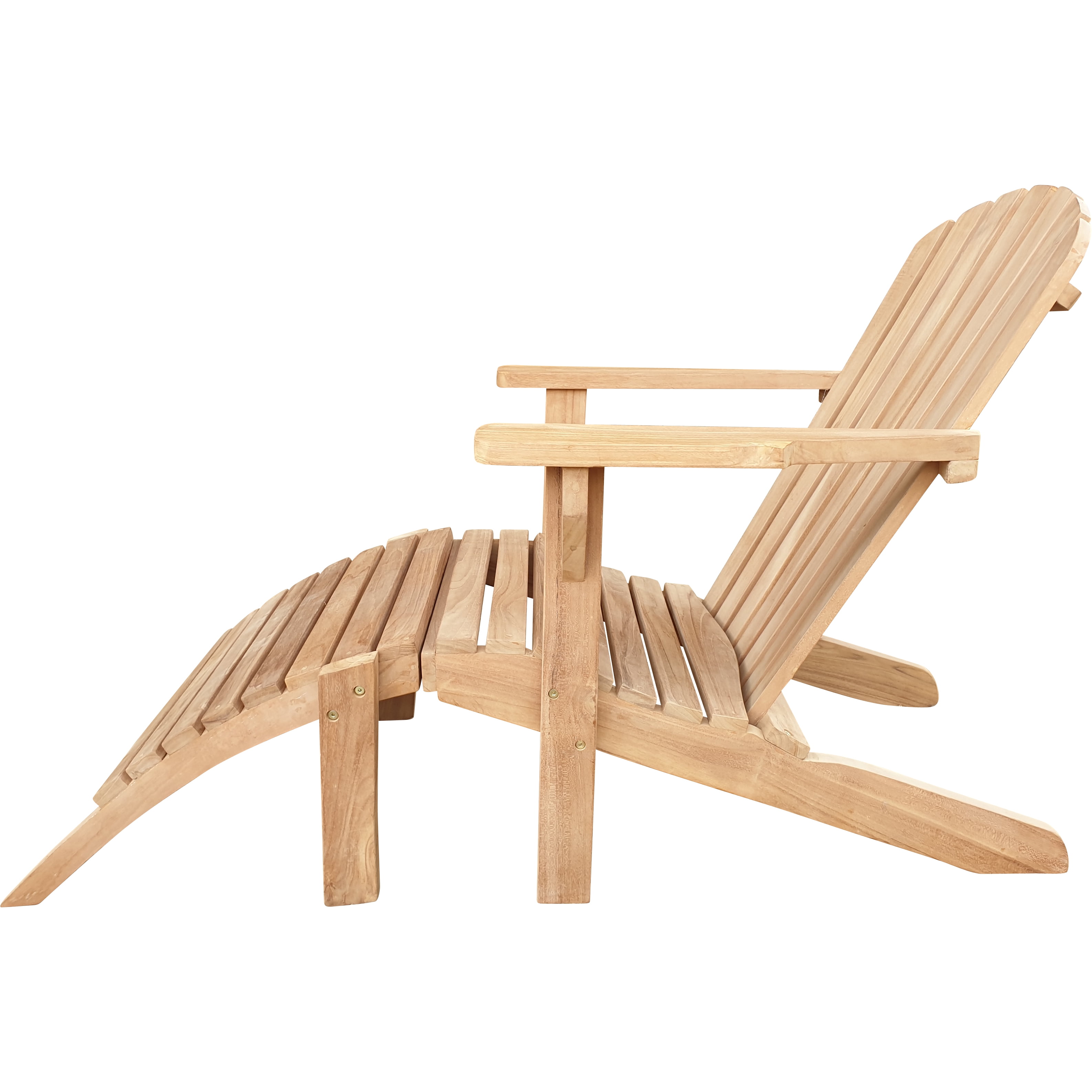 Seven Seas Teak Outdoor Patio Adirondack Chair with Footstool, A-Grade Teak Wood