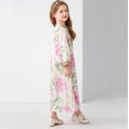 thumbnail image 7 of Girls' Floral Print Maxi Dress V Neck Long Sleeve Traditional Arabian Muslim Eid Formal Party Dress, 7 of 7
