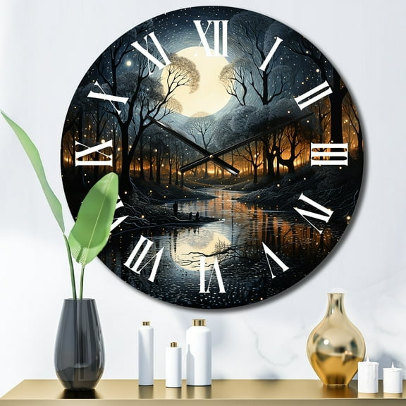 Designart "Ebony Overpass At Twilight" Landscapes Oversized Wall Clock
