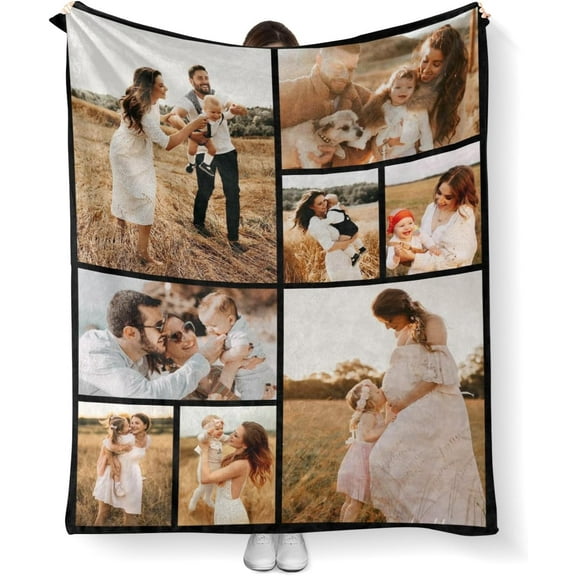 Personalized Family Blankets with Text Custom Blankets with Photos for Adults Family Baby Customized Throw Blanket Gifts for Birthday Anniversary Christmas New Year