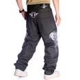 thumbnail image 4 of Pantalones vaqueros de baile callejero Hip-Hop HIPHOP para hombre, de moda, con calavera bordada, rectos, holgados, informales, para patineta, talla grande, 4 of 5