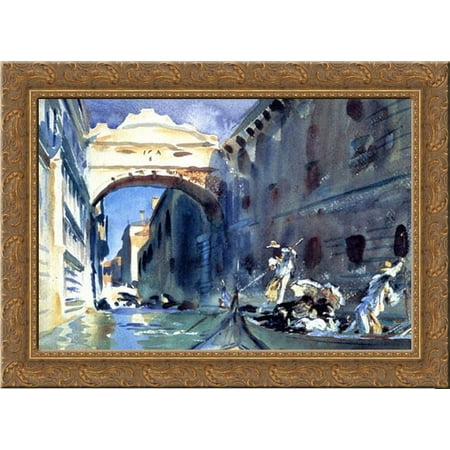 Bridge of Sighs 24x19 Gold Ornate Wood Framed Canvas Art by Sargent, John Singer