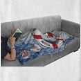 thumbnail image 5 of Coastal Soft Flannel Fleece Throw Blanket, Welcome on Board Message on Life with Fishing Net Seashell Wood Floor of Boat, Cozy Plush for Indoor and Outdoor Use, 70" x 90", Dust Blue Red, by Ambesonne, 5 of 5