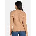 thumbnail image 3 of Time and Tru Women's and Women’s Plus Mix Stitch Sweater, Midweight, Sizes XS-3X, 3 of 5