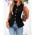 thumbnail image 2 of BTFBM Summer Sleeveless Blazer Vest For Women Dressy Button Down Round Neck Business Casual Outfits Work Suit Vests Tops, 2 of 7