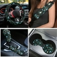 thumbnail image 3 of Yuyamidu Blue Butterfly Car Seat Cover Full Set Green Leaves Car Floor Mats Steering Wheel Cover Seatbelt Pad Gear Shift Knob Cover Cup Coaster Auto Interior Accessories Set of 15, 3 of 6