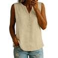 thumbnail image 2 of ClodeEU Women's Sleeveless V Neck Linen Blouse, Casual Loose Fit Breath Summer Tank Top Beige,Women's Plus L, 2 of 7