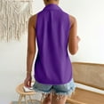 thumbnail image 3 of DuoJiaJ Women's Sleeveless Button Down Shirts Hidden-Button Front Collared Dressy Casual Blouses Loose Office Tank Tops Purple XXXL, 3 of 5