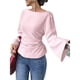 thumbnail image 1 of Camisas de Larga para Mujer, Tops Cortos de Otoño, Cuello , Mangas Acampanadas, Acanalados, con Cordones, Ropa Y2K Rosa XL, 1 of 8