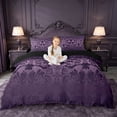 thumbnail image 2 of meiyoeat Vintage Damask Print Duvet Cover Queen For Adults,Gothic Bat Queen Bedding For Men Women, Purple Black,Black Reversible,3-Piece(No Comforter), 2 of 6