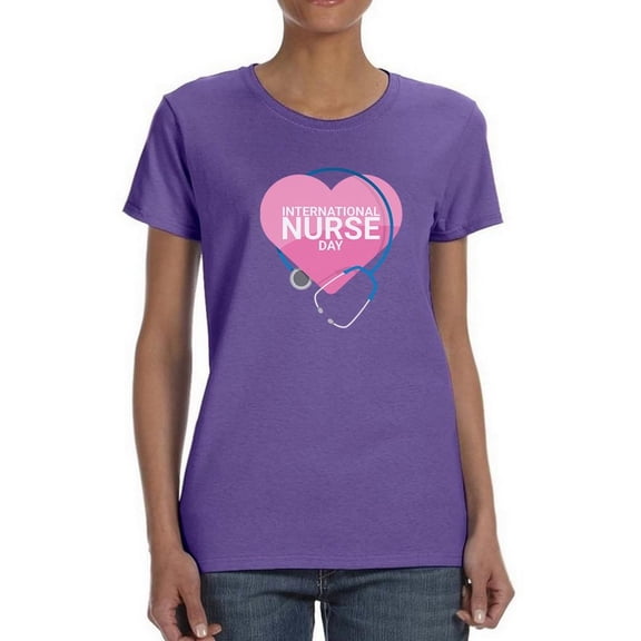 International Nurse Day Heart Shaped T-Shirt Women -Image by Shutterstock, Female Medium
