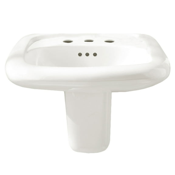 0958.008EC.020 Murro Wall Mounted Lavatory with Three Faucet Holes (8 Centers) and Everclean Surface, White