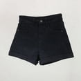 thumbnail image 3 of Ovticza Women's High Rise Roll Up Hem Straight Leg Denim Jean Shorts with Pocket Black S, 3 of 6