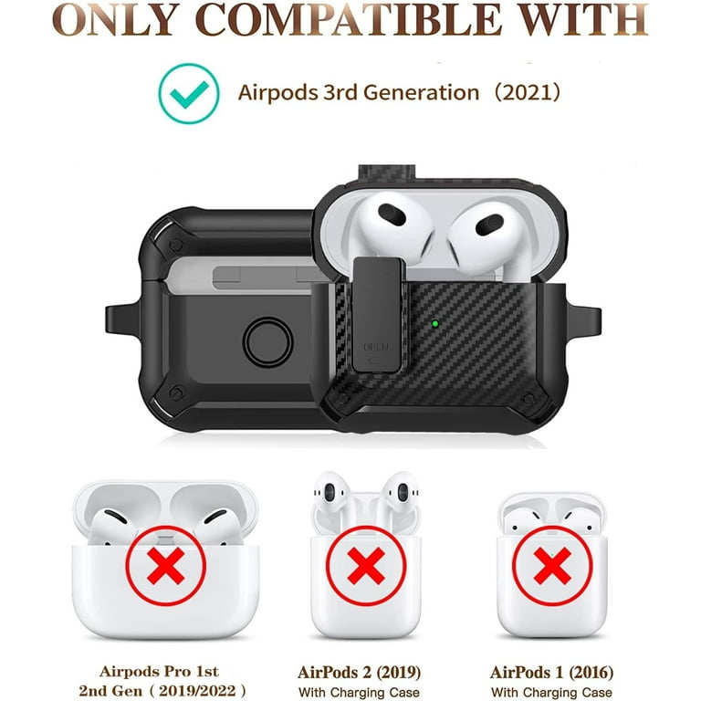 OTOPO Airpods 3rd Generation Case with Lock Cleaner Tool Armor Rugged Shell AirPod 3 Gen Protective Cover for Apple iPod 3rd Generation 2021 Skin with Keychain Black Walmart