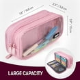 thumbnail image 6 of ZIPIT Half & Half Pencil Case for Girls, Aesthetic 3 Compartment Zipper Pouch for School, Stationery Bag for Teen and Adults, Pink, 6 of 7