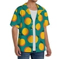 thumbnail image 2 of PAYOHTO Fruit Pattern Apricots in Flat Style Mens Hawaiian Casual Short-sleeved Shirt Tropical Summer Beach Button Down Shirts, 2 of 7