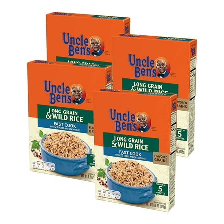 (4 Pack) UNCLE BEN'S Flavored Grains: Long Grain & Wild Fast, (Kc's Best Wild Rice)