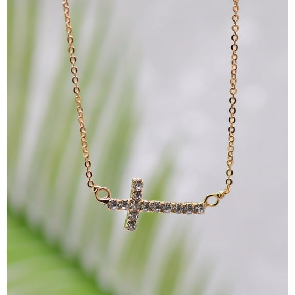 Necklace-Eden Merry-Sideways Cross-Gold