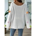 thumbnail image 2 of Women'S Long Sleeve Off the Shoulder Sweaters 2025 Casual Ribbed Knit Flower Loose Slouchy Pullover Tops White M, 2 of 7