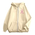 thumbnail image 6 of Breast Cancer Awareness Hoodies for Women Long Sleeve Loose Casual Zip Up Jacket Hooded Sweatshirt with Pockets, 6 of 8