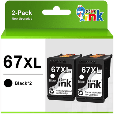 67XL 67 Black Ink Cartridge for HP Printer Ink 67 XL 67XL for HP DeskJet 2700 2700e 2755e 2755 4155e 4155 Envy 6055e 6455e 6400 6055 6075 Envy Pro 6452 6458 6475 (2 Black)