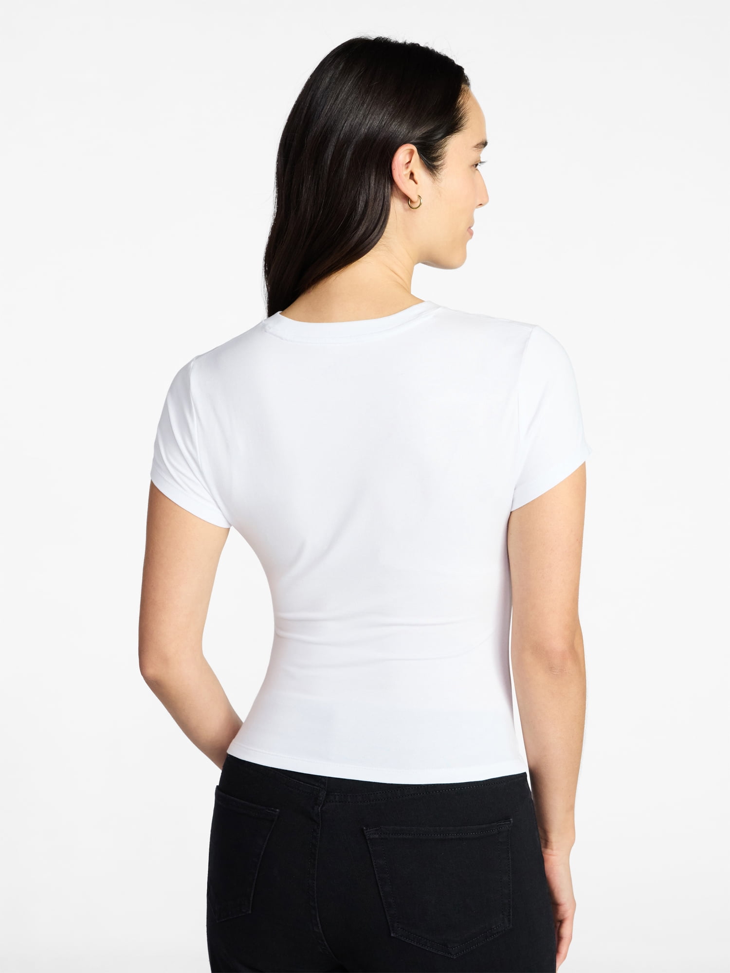 Time and Tru Women’s Ruched Tee with Short Sleeves, Sizes XS-XXXL