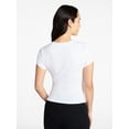 thumbnail image 3 of Time and Tru Women’s Ruched Tee with Short Sleeves, Sizes XS-XXXL, 3 of 5