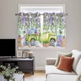 thumbnail image 4 of Blue Purple Floral Kitchen Curtains Window Panels, Spring Hydrangea Flower Truck Green Plaid Insulated Window Treatment Curtain, Grommet Curtains for Bedroom/Living Room/Bathroom, 2 Piece 42"Wx54"L, 4 of 8