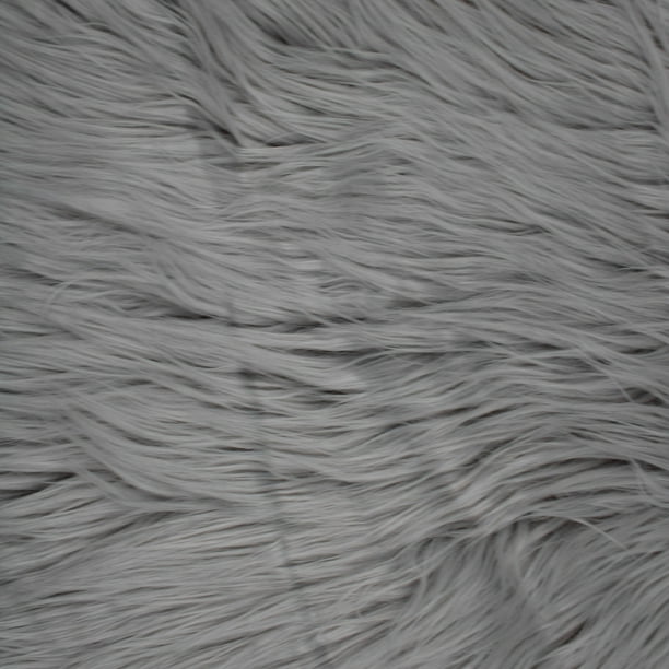 Silver Faux Fur Fabric Long Pile Mongolian By The Yard Walmart Com Walmart Com