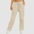 thumbnail image 2 of BODOAO Cargo Sweatpants for Women Wide Leg Cargo Pants High Waisted Sweats Pants with Pockets Drawstring Baggy Joggers Pants Ladies' Sweatpants Sweatpants High Waist Yoga Sports Belt Pocket Khaki Xl, 2 of 8