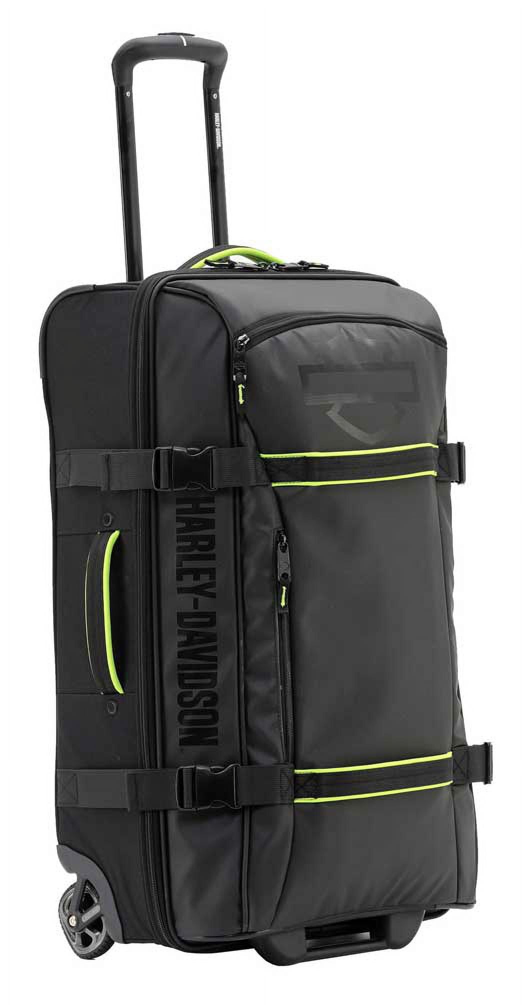 Harley-Davidson 25" Nomad Wheeling Duffel Bag w/ Shark Wheels - Black/Lime (25"), Harley Davidson