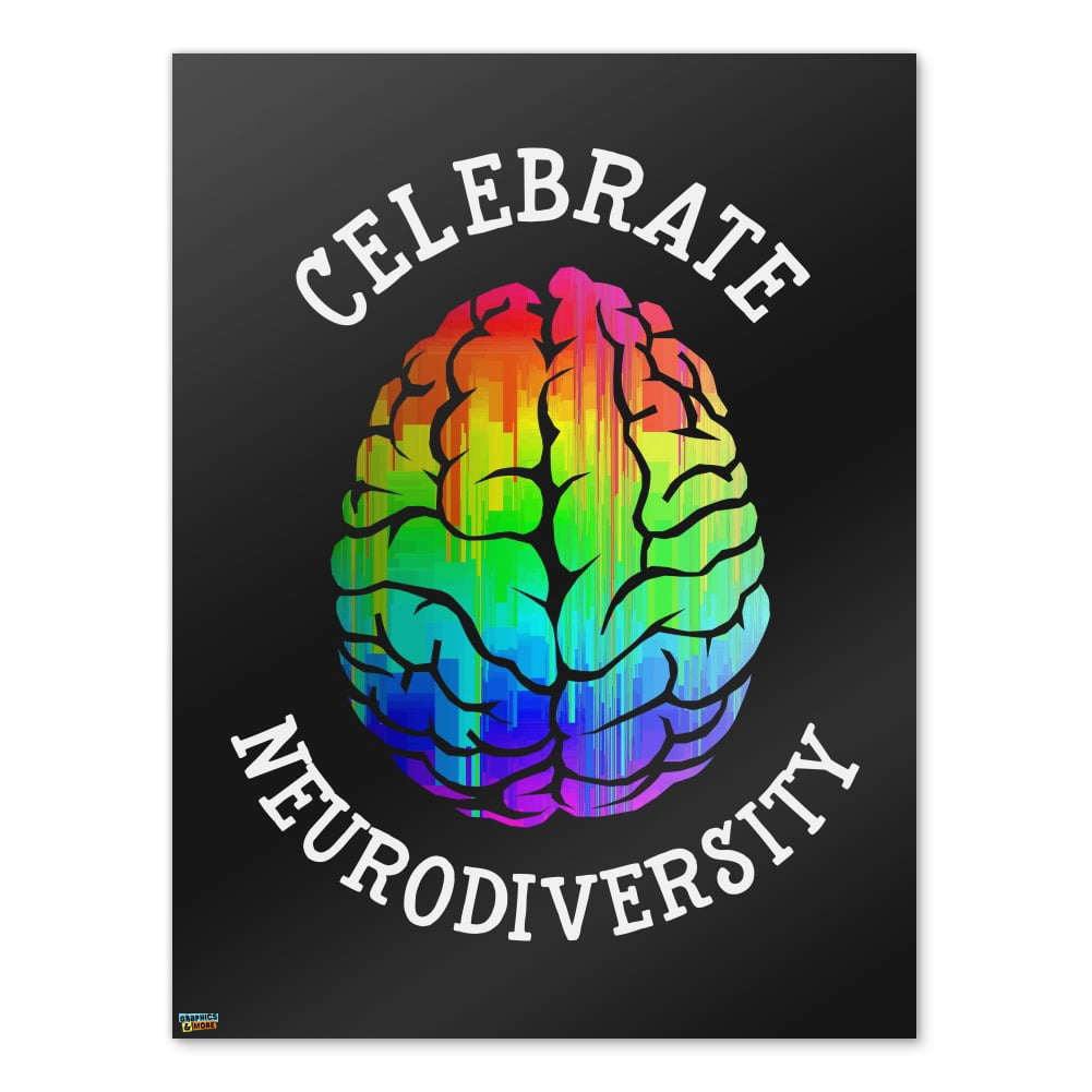 Autism Neurodivergent Wall Poster Neurodiversity Celebrate The Spectrum  Autistic Brain Gift Wall Art Print Poster Home Decor (9'' × 11''), Black :  : Office Products