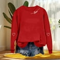 thumbnail image 6 of SELONE Womens Sweatshirts Valentine Heart Print Long Sleeve Shirt Crewneck Pullover Loose Outerwear Red 2XL, 6 of 6
