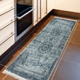 thumbnail image 4 of Ottomanson Machine Washable Cotton 2x5 Flatweave Runner Rug for Bedroom, 20" x 59", Bluish Gray Medallion, 4 of 10