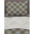 thumbnail image 3 of Brown Plaid Comforter & Sham Bedding Set, Bicolored Tartan Illustration Diagonal Repeats Squares, 3 pcs Duvet Set Microfiber Filling Quilt, 5 Sizes, Pale Slate Blue Dark Tan, by Ambesonne, 3 of 4
