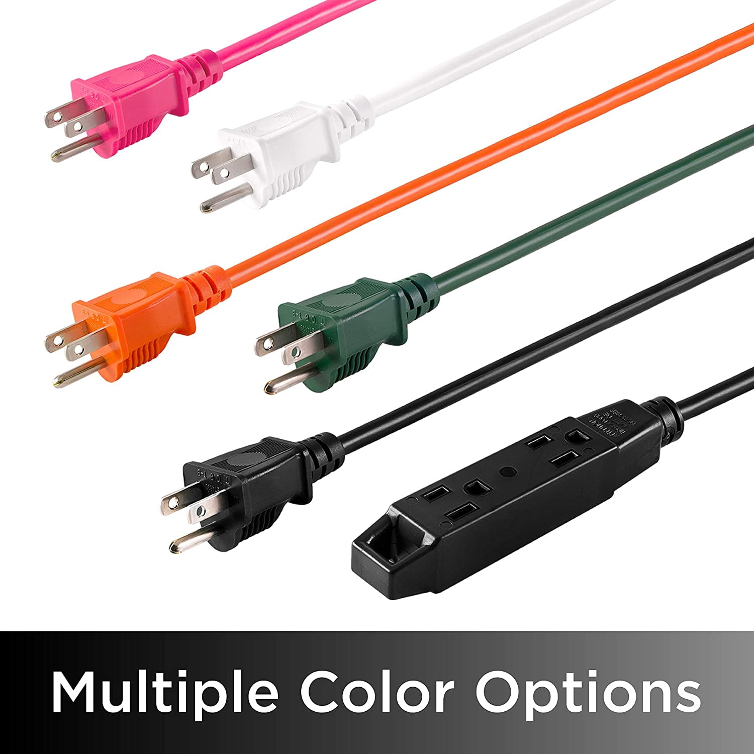 JJEAN-9 Ft Outdoor Extension Cord 3 Outlet Extension Cords Outlet Power Strip Short Extension Cord with Multiple Outlets Grounded Heavy Duty Extension Cord 16 Gauge UL Listed Black 50772