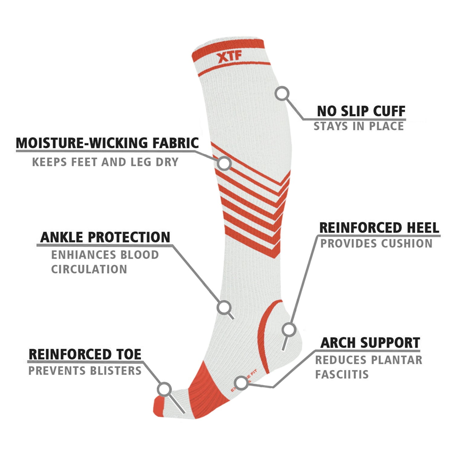 Extreme Fit Compression Soft Synthetic Fibers Knee High Socks, 6 Pair