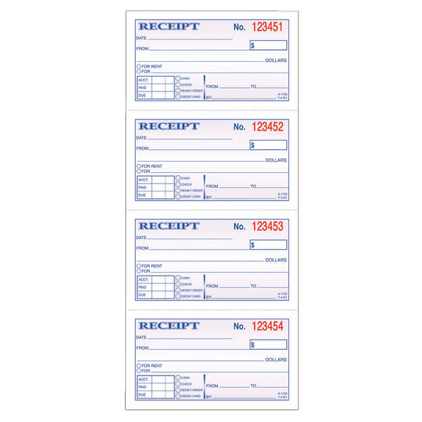 Adams® Carbonless 2Part Money/Rent Receipt Book, 5 1/4" x 11", Book Of