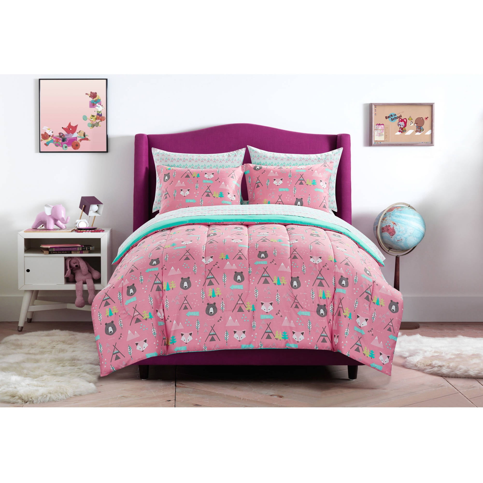 Mainstays Kids Woodland Safari Girl Bed In A Bag Bedding Set